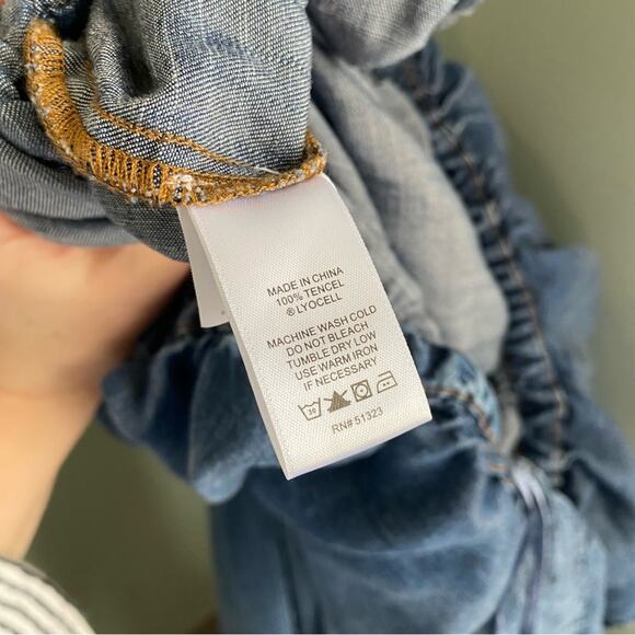 1. State Chambray One Shoulder Ruffle Jumpsuit - Picture 6 of 7